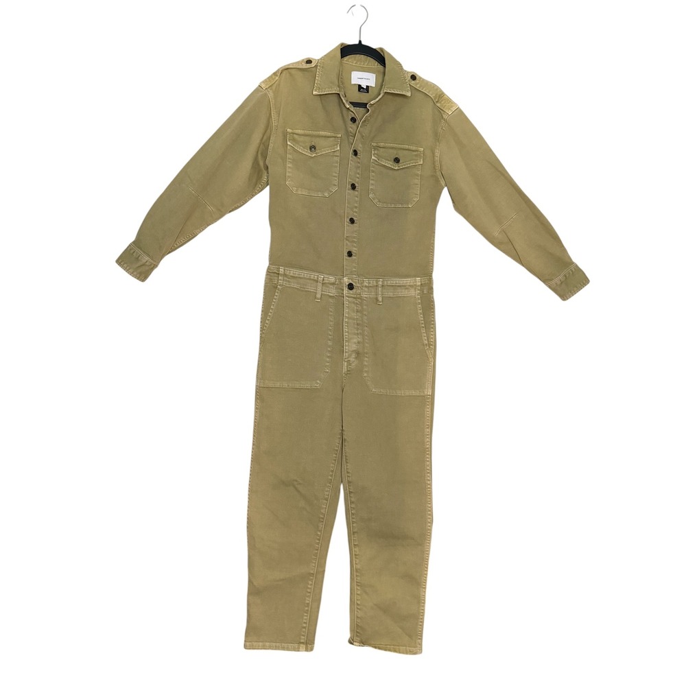 Current Elliott Womens Utility Jumpsuit Olive Green Cotton Long Sleeve Size 1